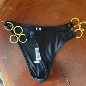 Black Bikini Bottom with Gold Ring Details medium
